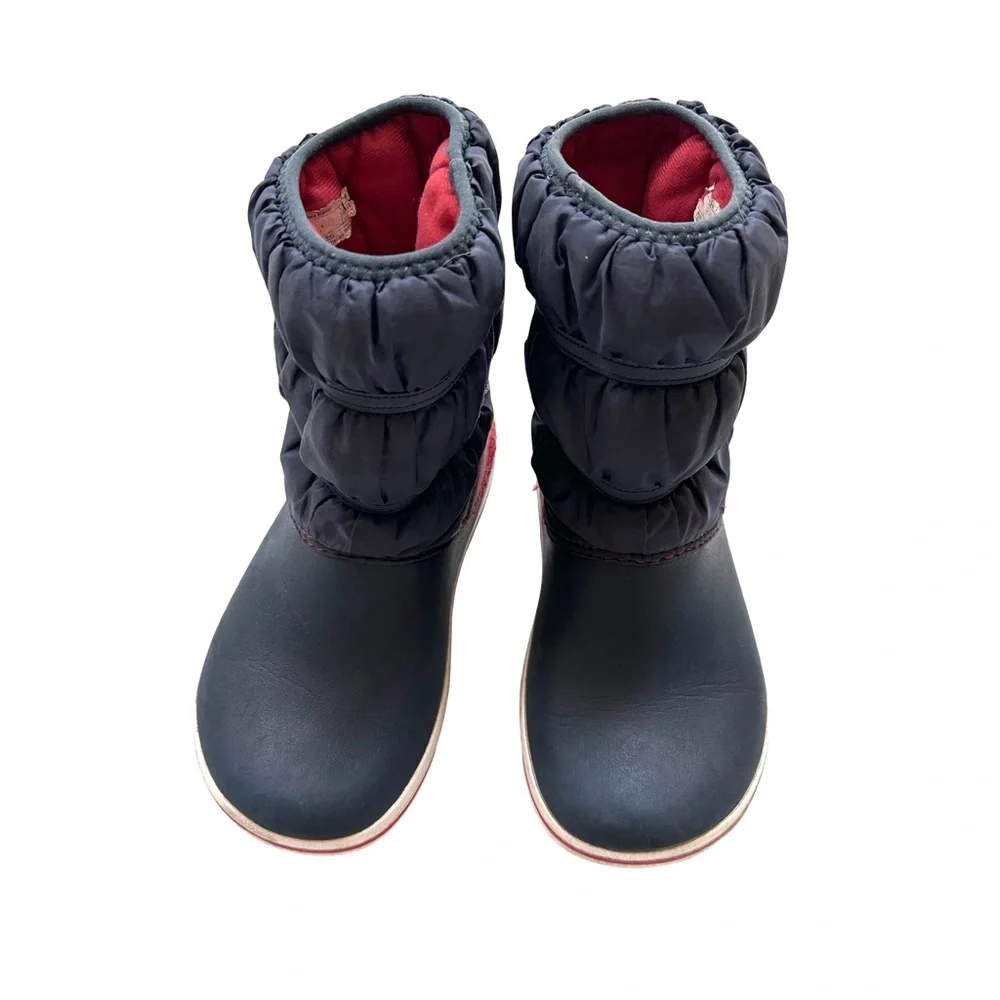 CROCS Kids Navy and Red Boots Size 1 - Picture 2 of 8